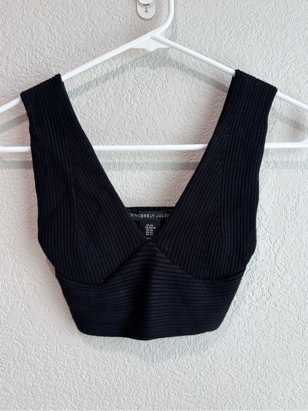 Sincerely Jules Ribbed Knit Crop Top Tank Top Black Women’s Size XS